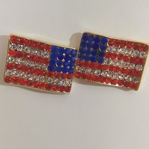 American Flag Rhinestone Earrings